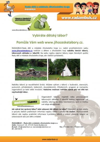 Vybíráte dětský tábor? Pomůže Vám web www.jihocesketabory.cz
